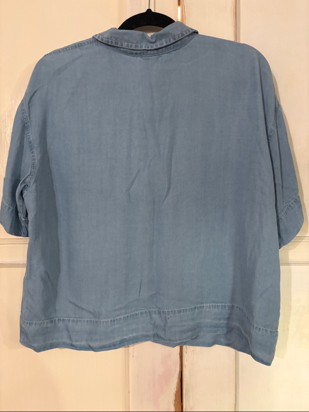 Relaxed Light Blue Women's Button-Down Shirt - Picture 4 of 6